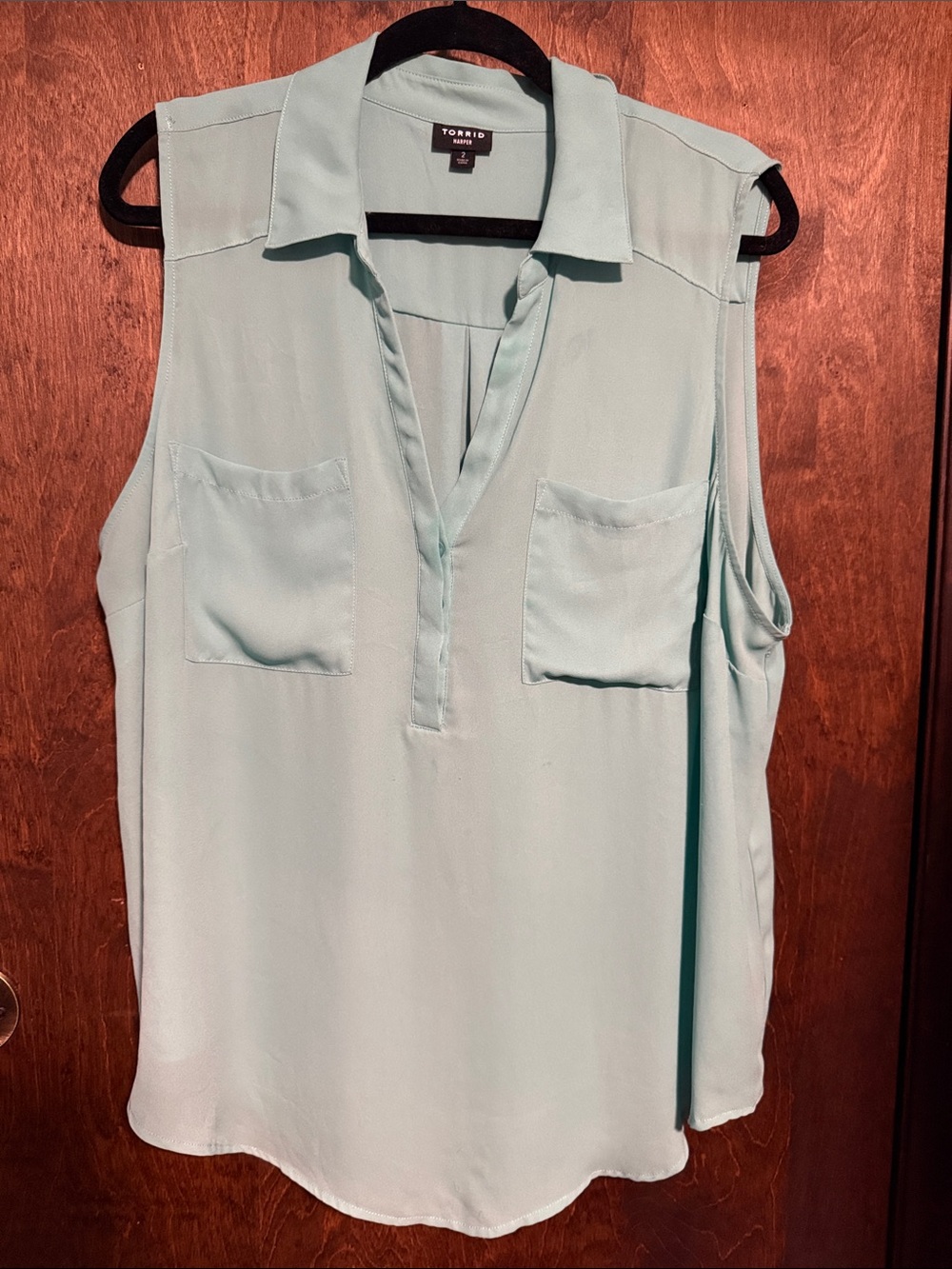 torrid Mint Sleeveless Split V-Neck Pocket Camisole